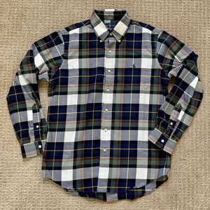 Ralph Lauren Classic Fit Performance Flannel Shirt Size Medium Blue Green Plaid